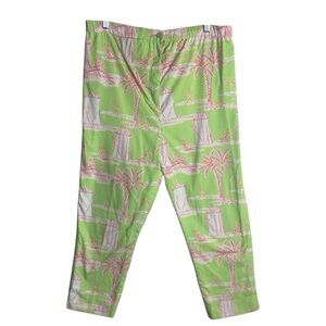 Lilly Pulitzer Size S Vintage Crop Pants Cabana Banana Stretch Green Pink Resort
